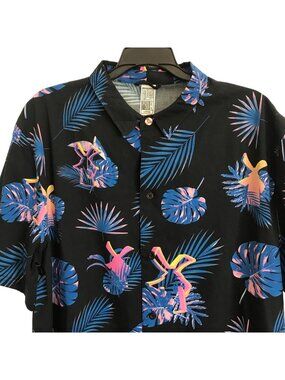 Dutch Bros Coffee Hawaiian Shirt Black Palm Windmill Print Limited Release Large